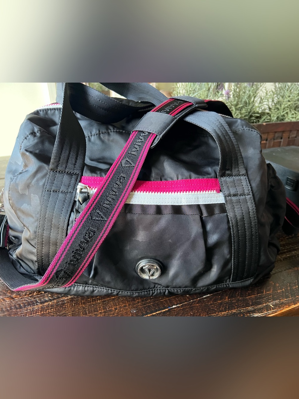 Ivivva by Lululemon Black Got Game Duffle Bag Black Pink Straps Gym Travel Tote